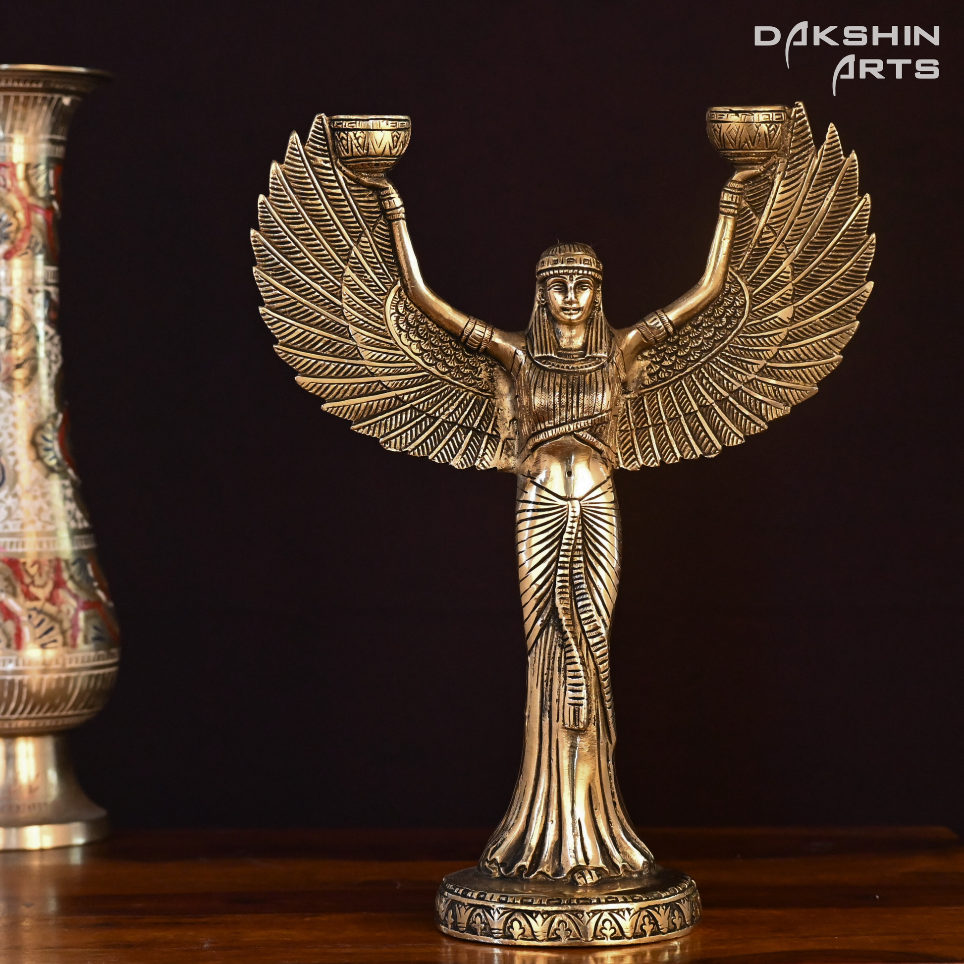 EGYPTIAN LADY CANDLE STAND - Dakshin Arts