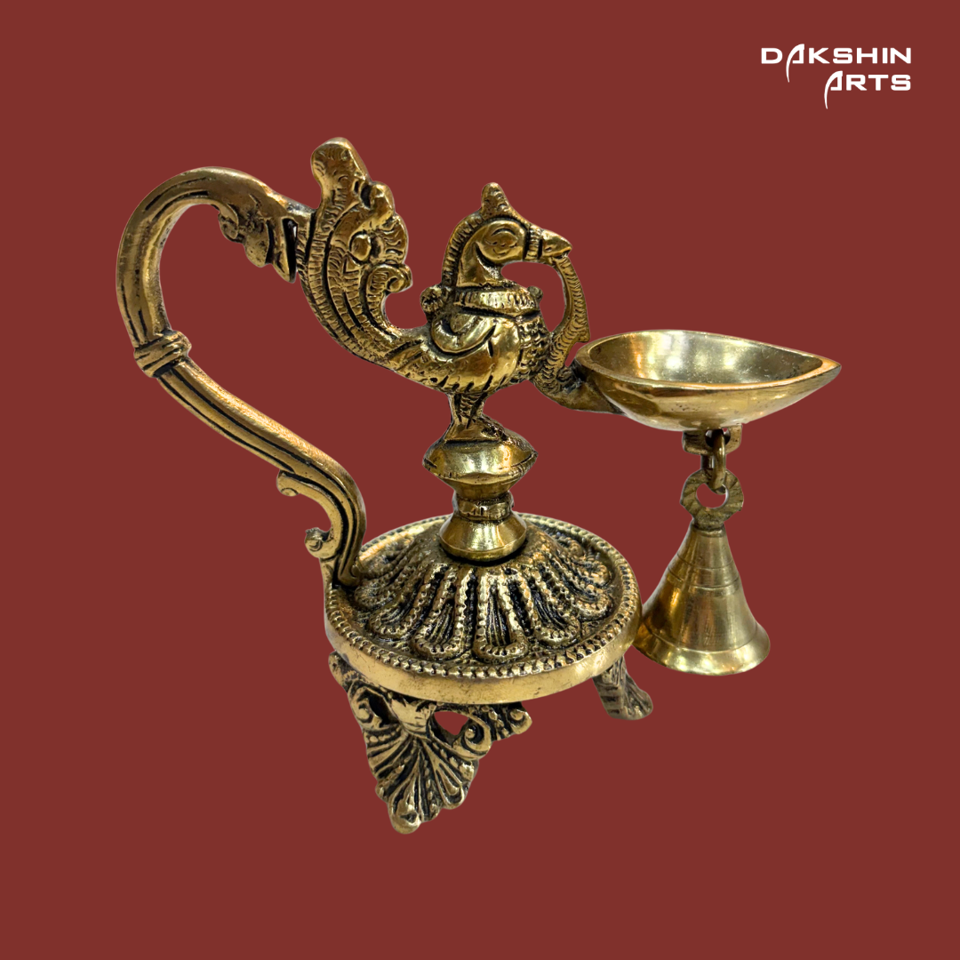 Peacock Diya with Bell