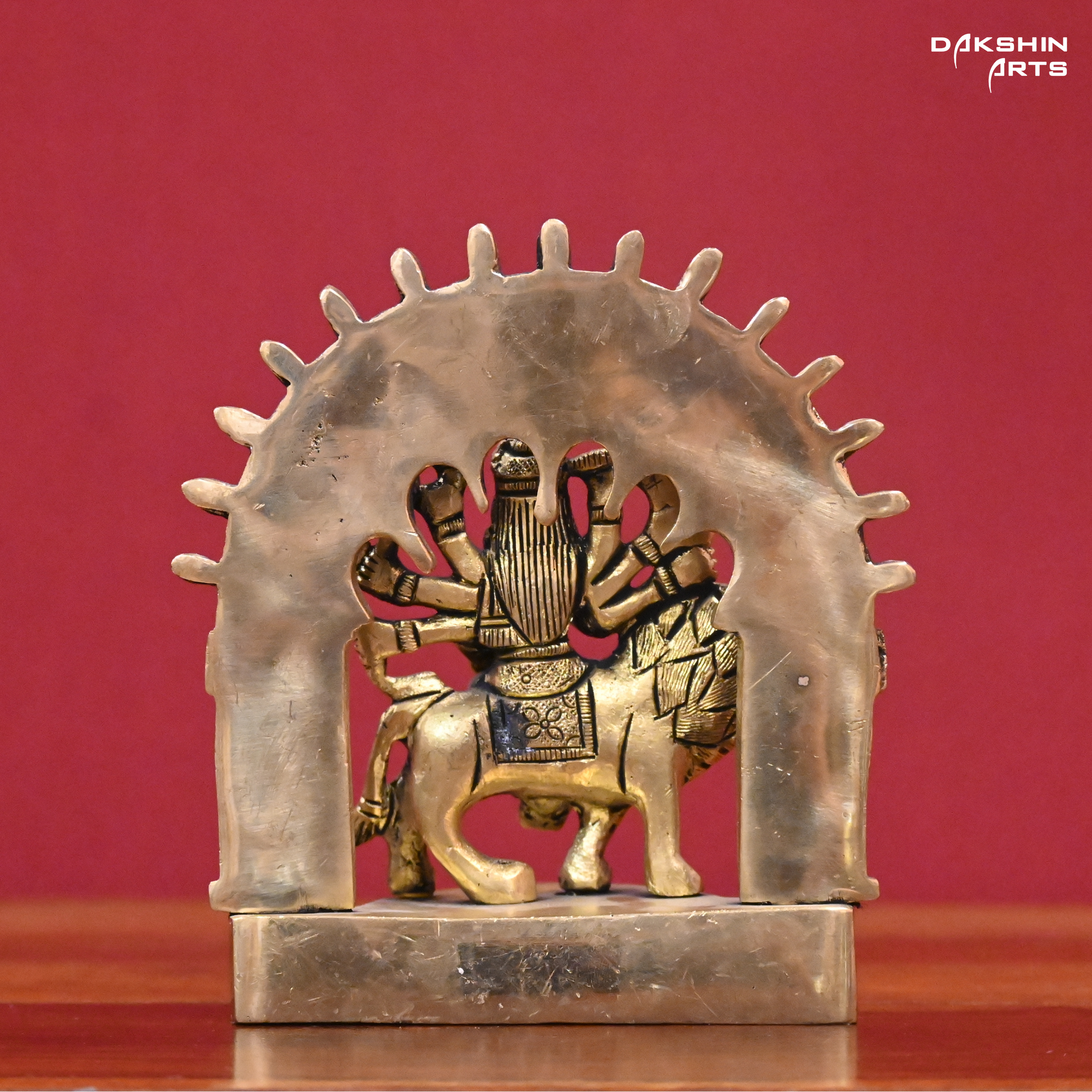 Brass Durga with Prabhavali - Dakshin Arts