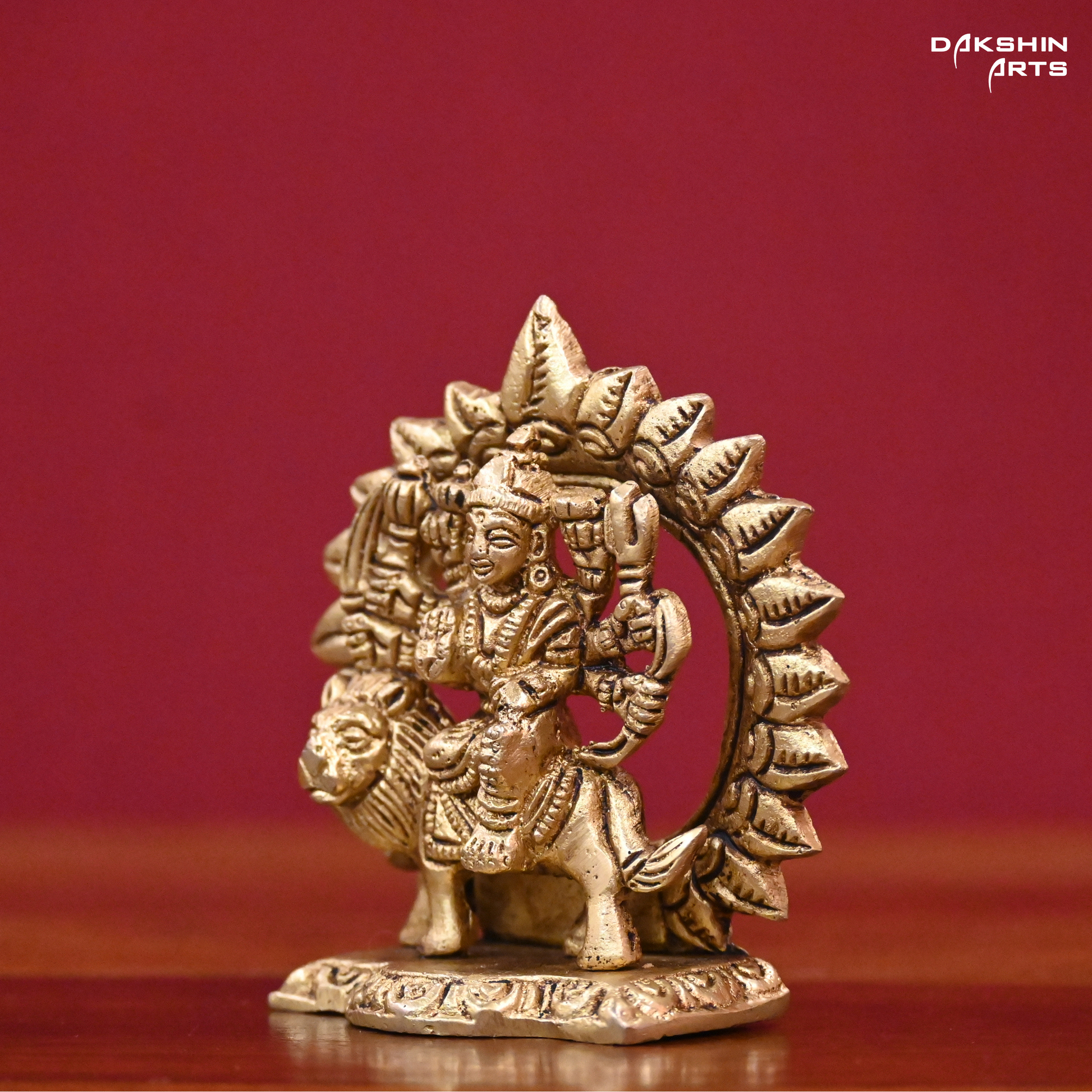 Brass Durga with Prabhavali - Dakshin Arts