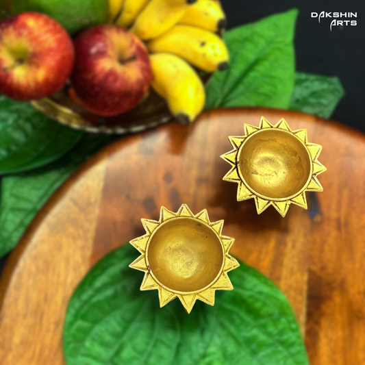 Brass Sun Deepak (Set of 2) - Dakshin Arts