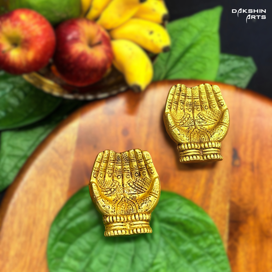 Brass Traditional Hand Diya (Set of 2) - Dakshin Arts
