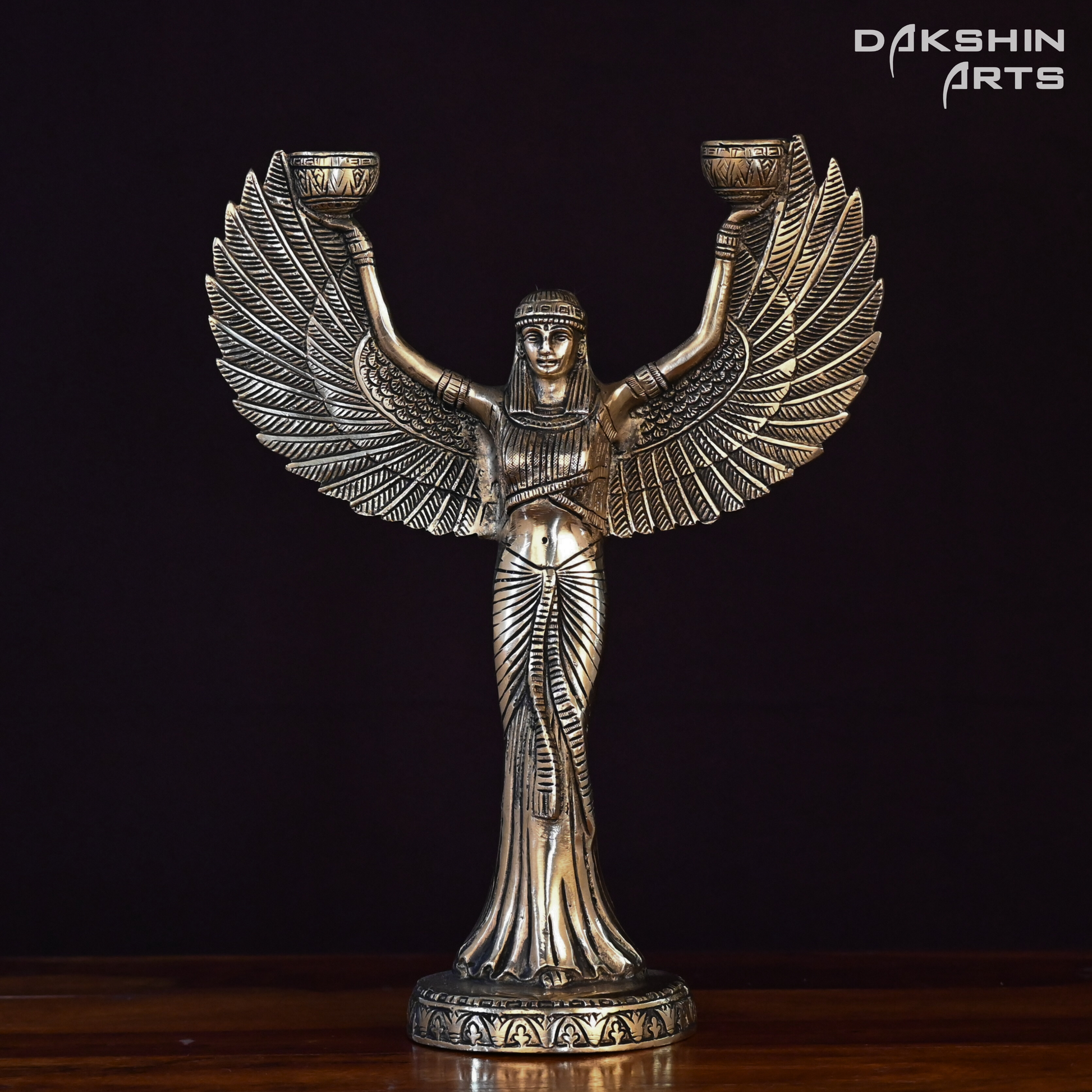 EGYPTIAN LADY CANDLE STAND - Dakshin Arts