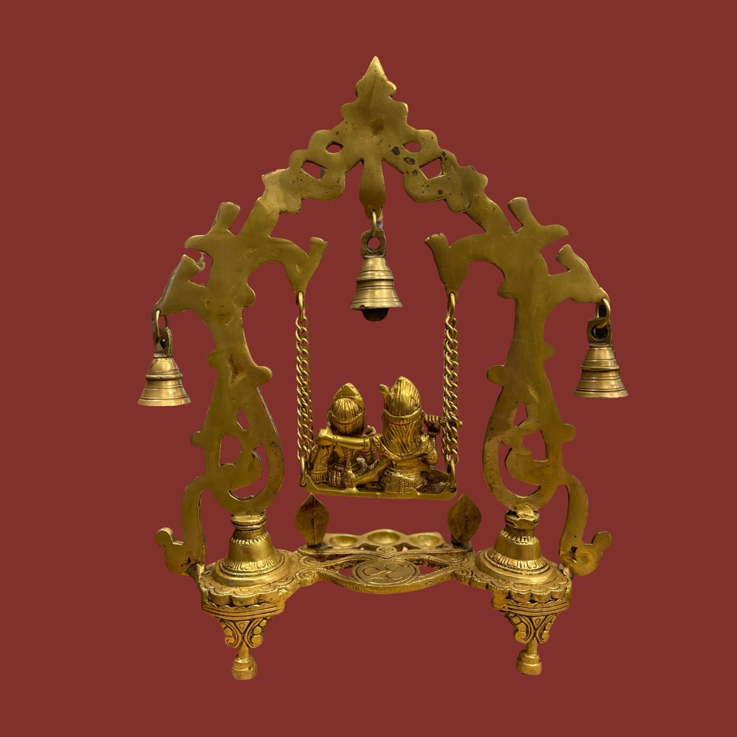Brass Radha Krishna with Jhula - Dakshin Arts