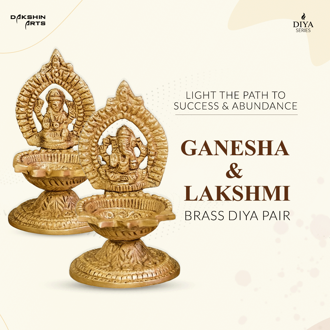 Ganesha Lakshmi Diya (Set of 2) - Dakshin Arts