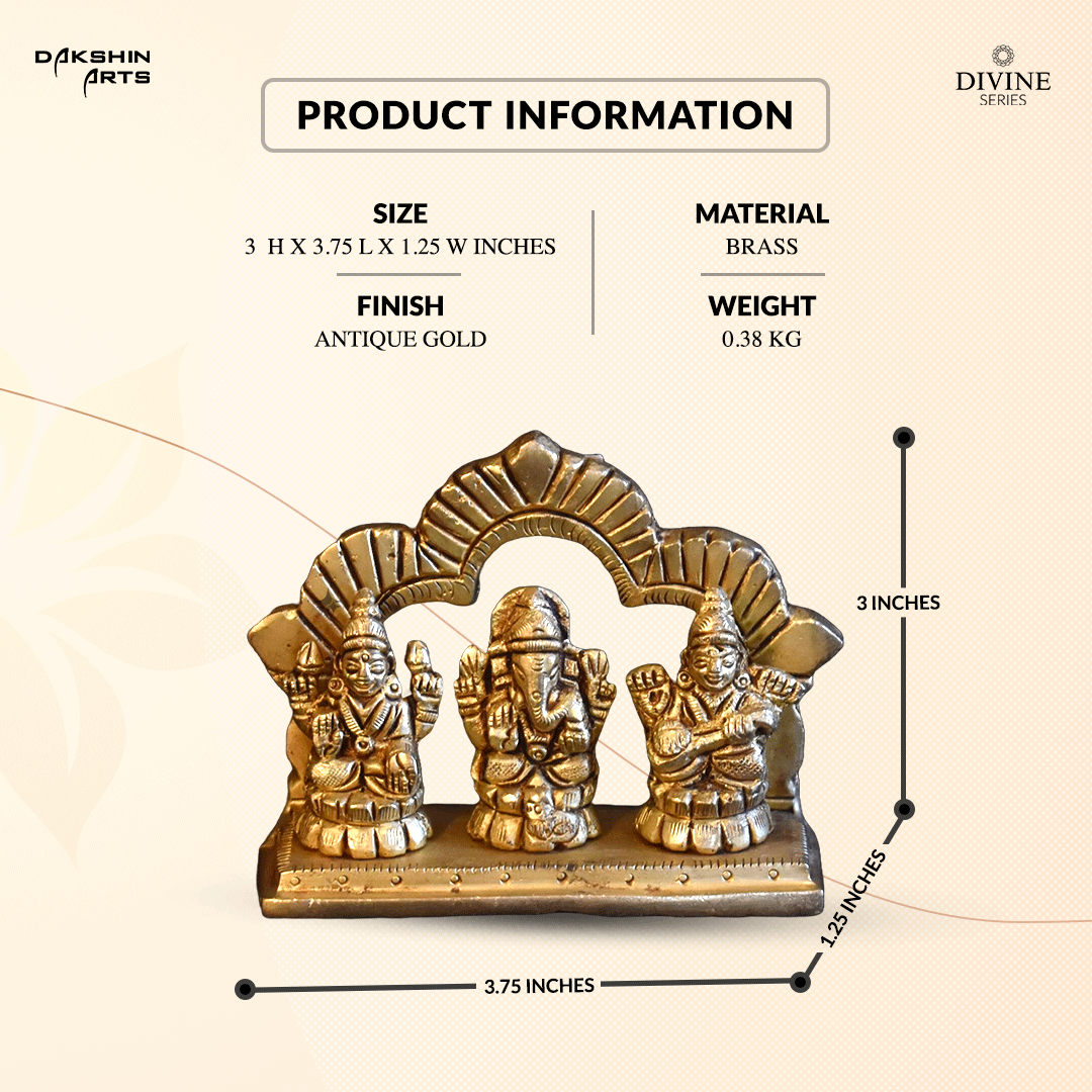 Lakshmi Ganesha Saraswati idol - Dakshin Arts