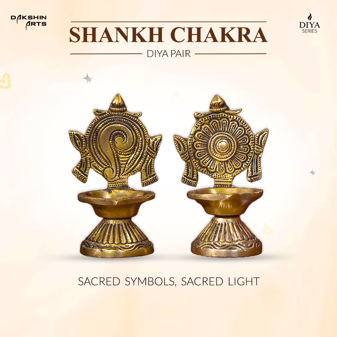 Shankh Chakra Diya (Set of 2) - Dakshin Arts