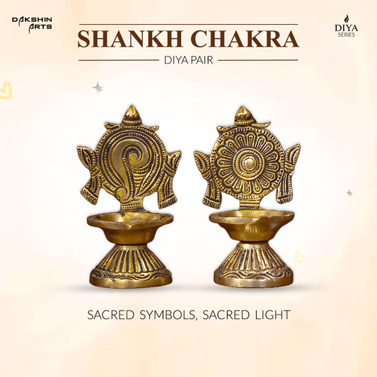 Shankh Chakra Diya (Set of 2) - Dakshin Arts