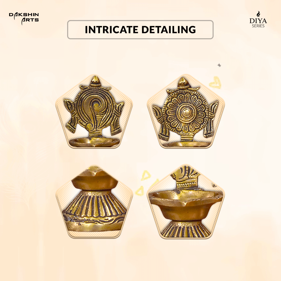 Shankh Chakra Diya (Set of 2) - Dakshin Arts