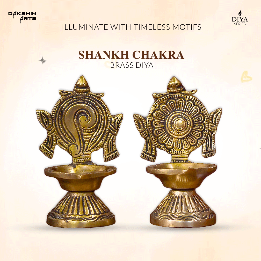 Shankh Chakra Diya (Set of 2) - Dakshin Arts