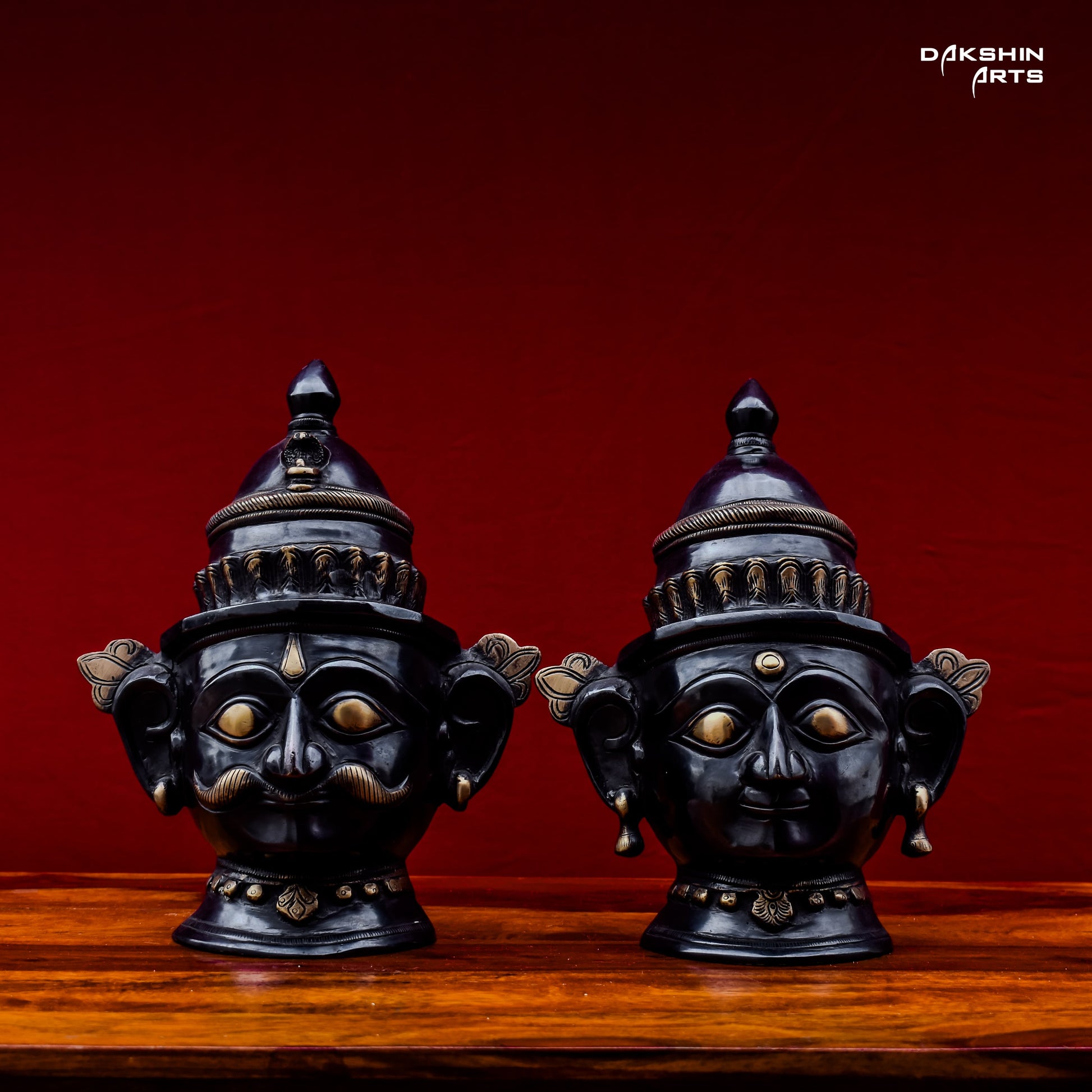 Shiva Mask Black Gold - Dakshin Arts