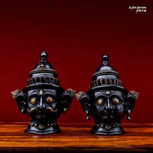Shiva Mask Black Gold - Dakshin Arts