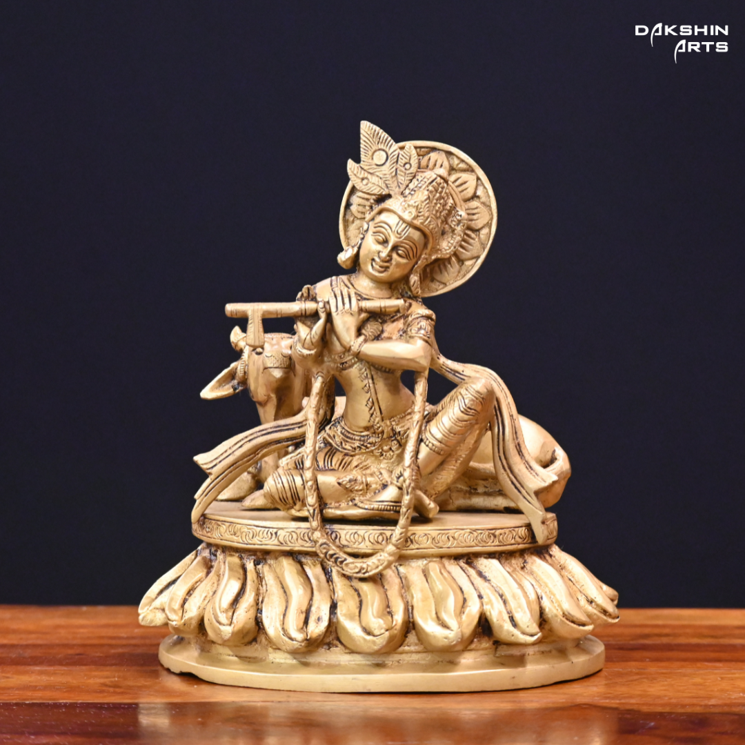 Krishna with Cow - Dakshin Arts