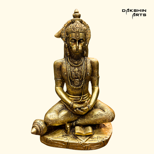 Hanuman Sitting 8" - Brass - Dakshin Arts