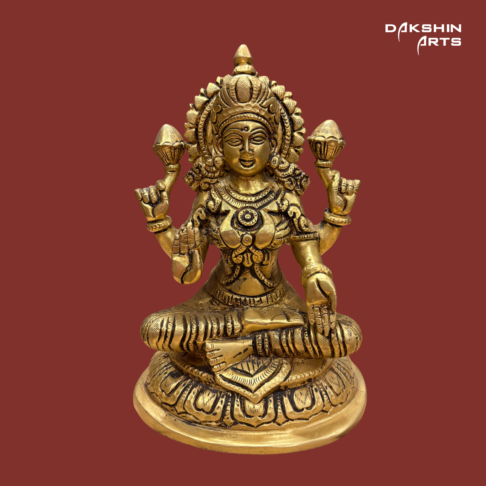 Brass Lakshmi Oval Base - Dakshin Arts