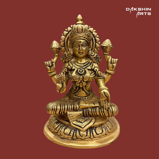 Brass Lakshmi Oval Base - Dakshin Arts