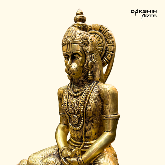 Hanuman Sitting 8" - Brass - Dakshin Arts