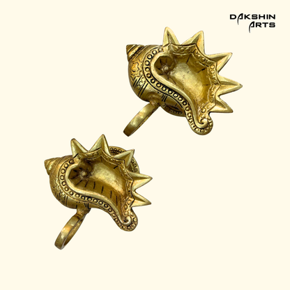 Brass Shankh Diya - Dakshin Arts