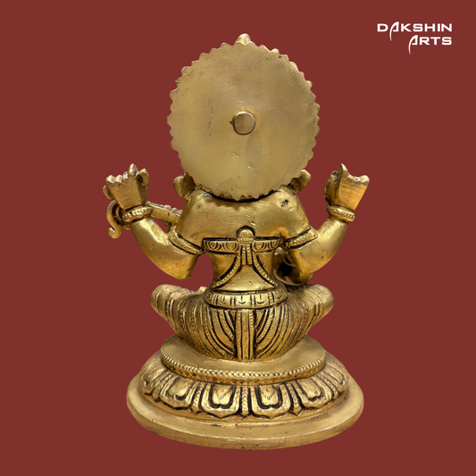 Brass Saraswathi Oval Base - Dakshin Arts