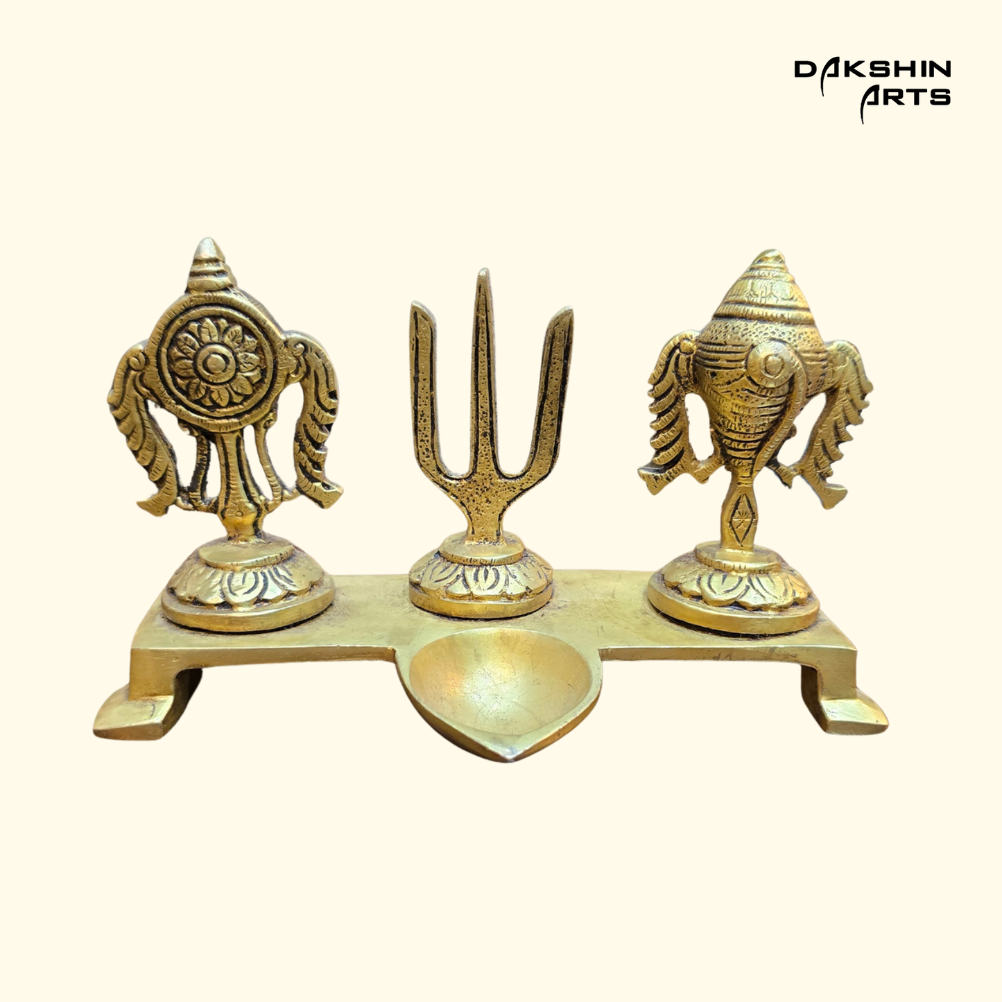 Brass Shankh Chakra Nama Diya