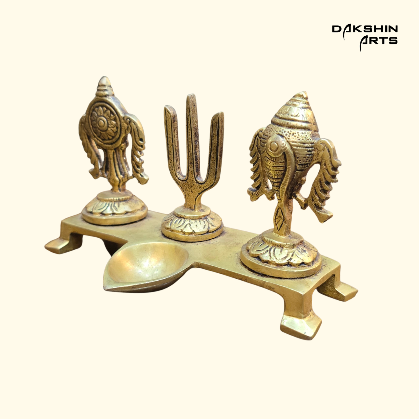Brass Shankh Chakra Nama Diya