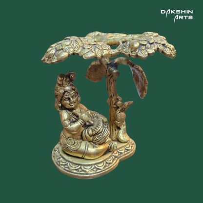 Brass Makhan Krishna with Tree