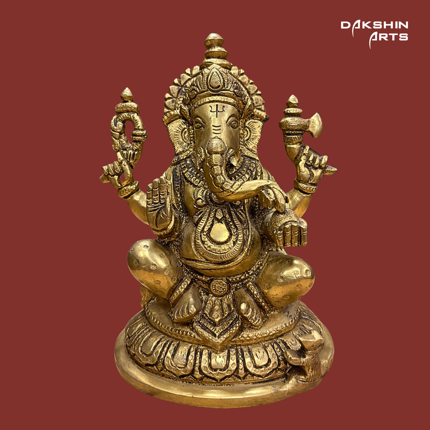 Brass Ganesha Oval Base - Dakshin Arts