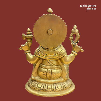 Brass Ganesha Oval Base - Dakshin Arts