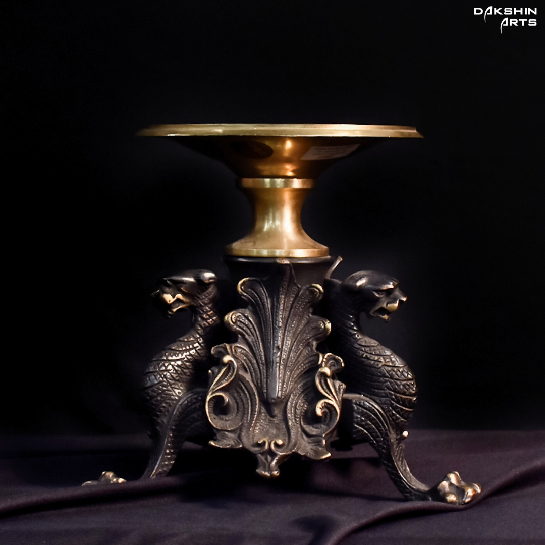 DRAGON LEG CANDLE STAND BG - Dakshin Arts