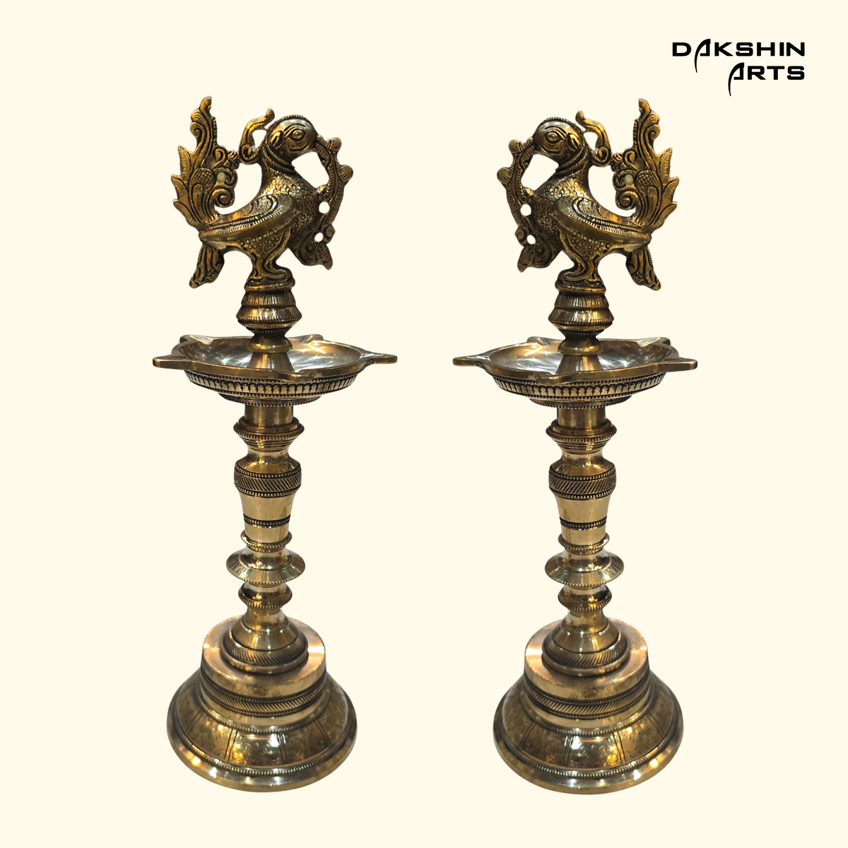 Brass Annam 5 Diya 12" (Set of 2)