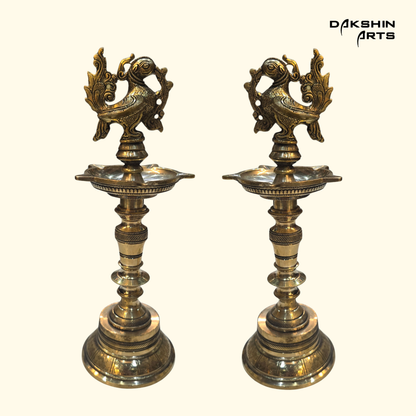 Brass Annam 5 Diya 12" (Set of 2)
