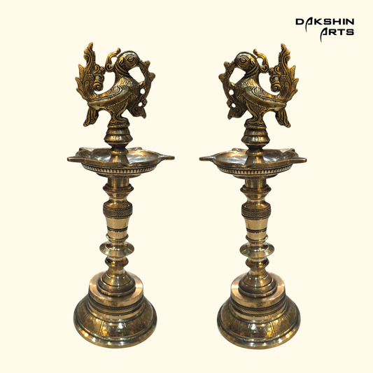Brass Annam 5 Diya 12" (Set of 2)