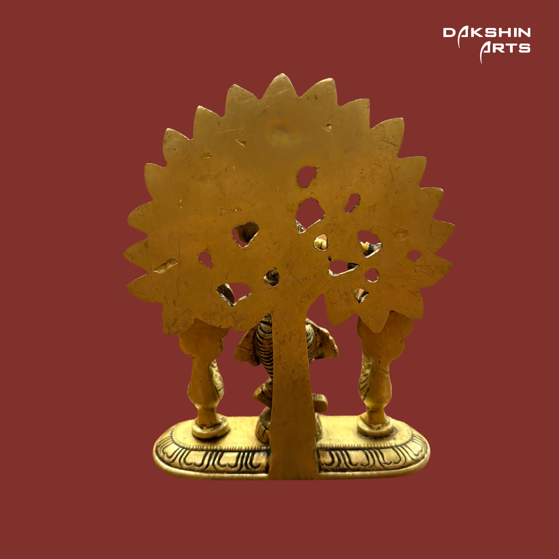 Brass Tree Krishna with Peacock - Dakshin Arts