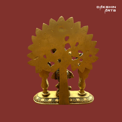 Brass Tree Krishna with Peacock - Dakshin Arts