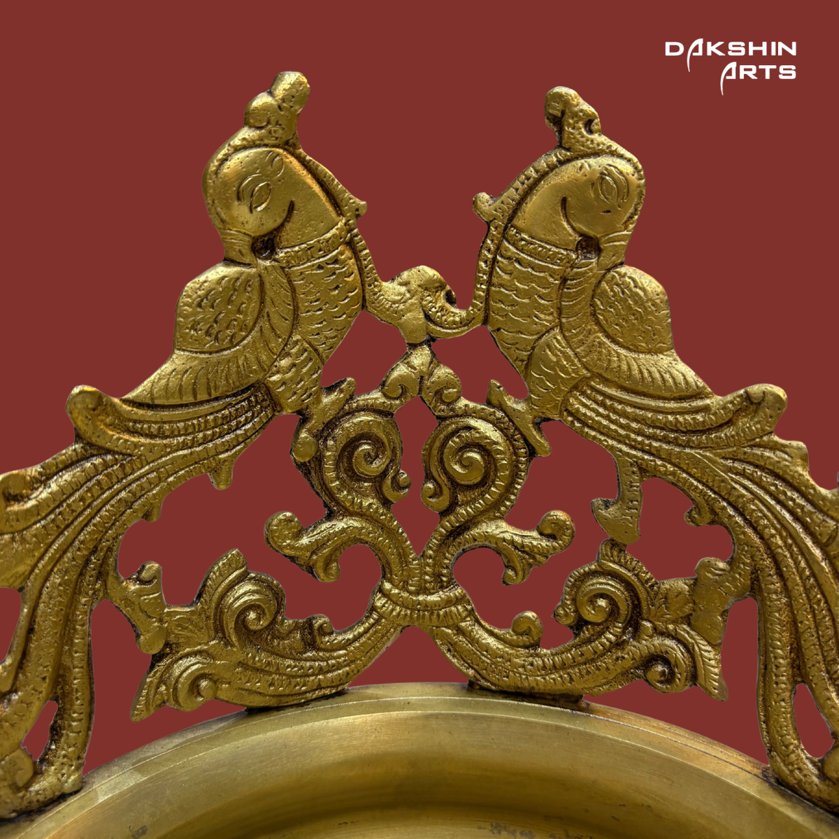 Brass Double Peacock Urli 8"