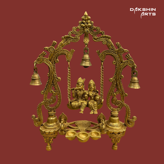 Brass Radha Krishna with Jhula - Dakshin Arts