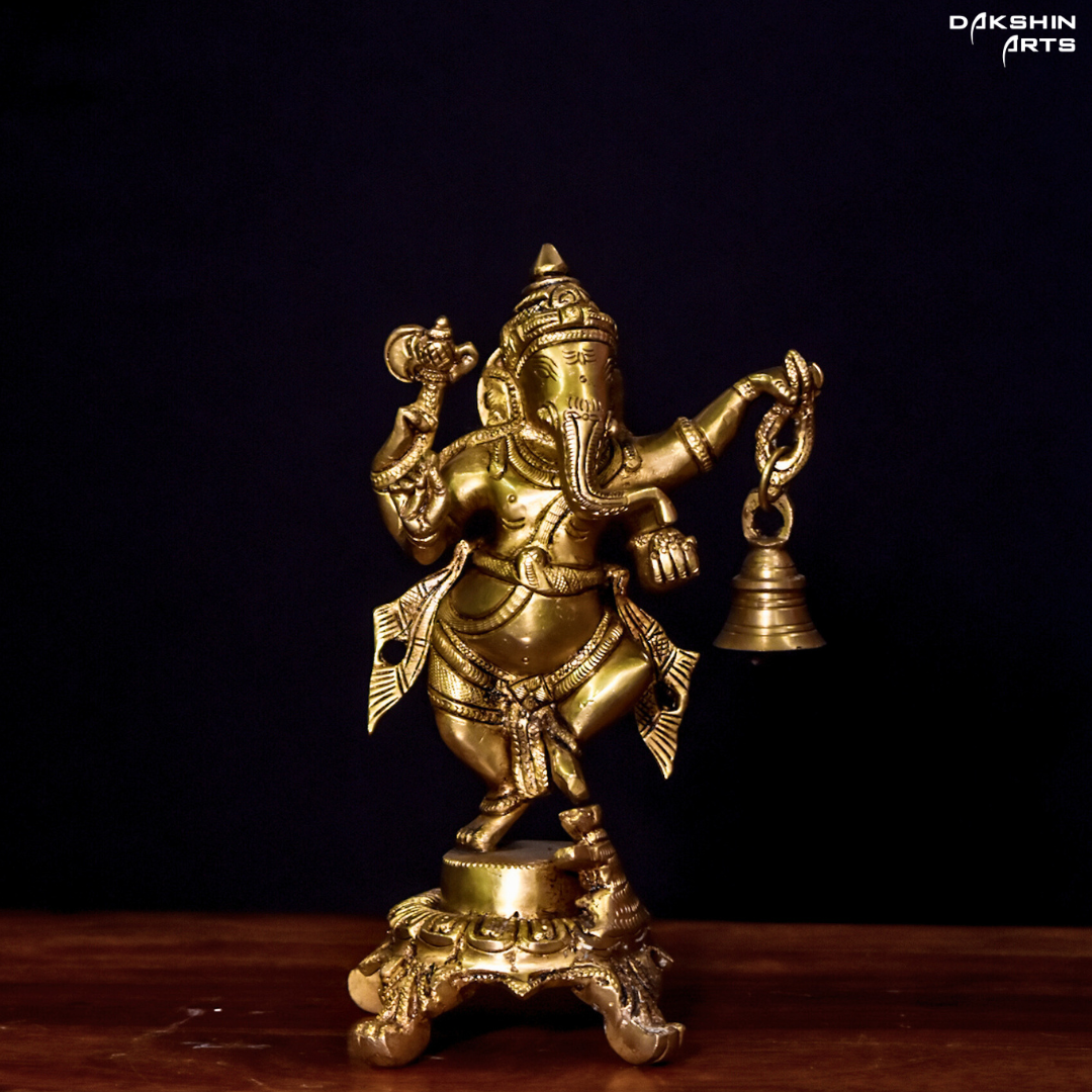 DANCING GANESHA W/BELL GF - Dakshin Arts