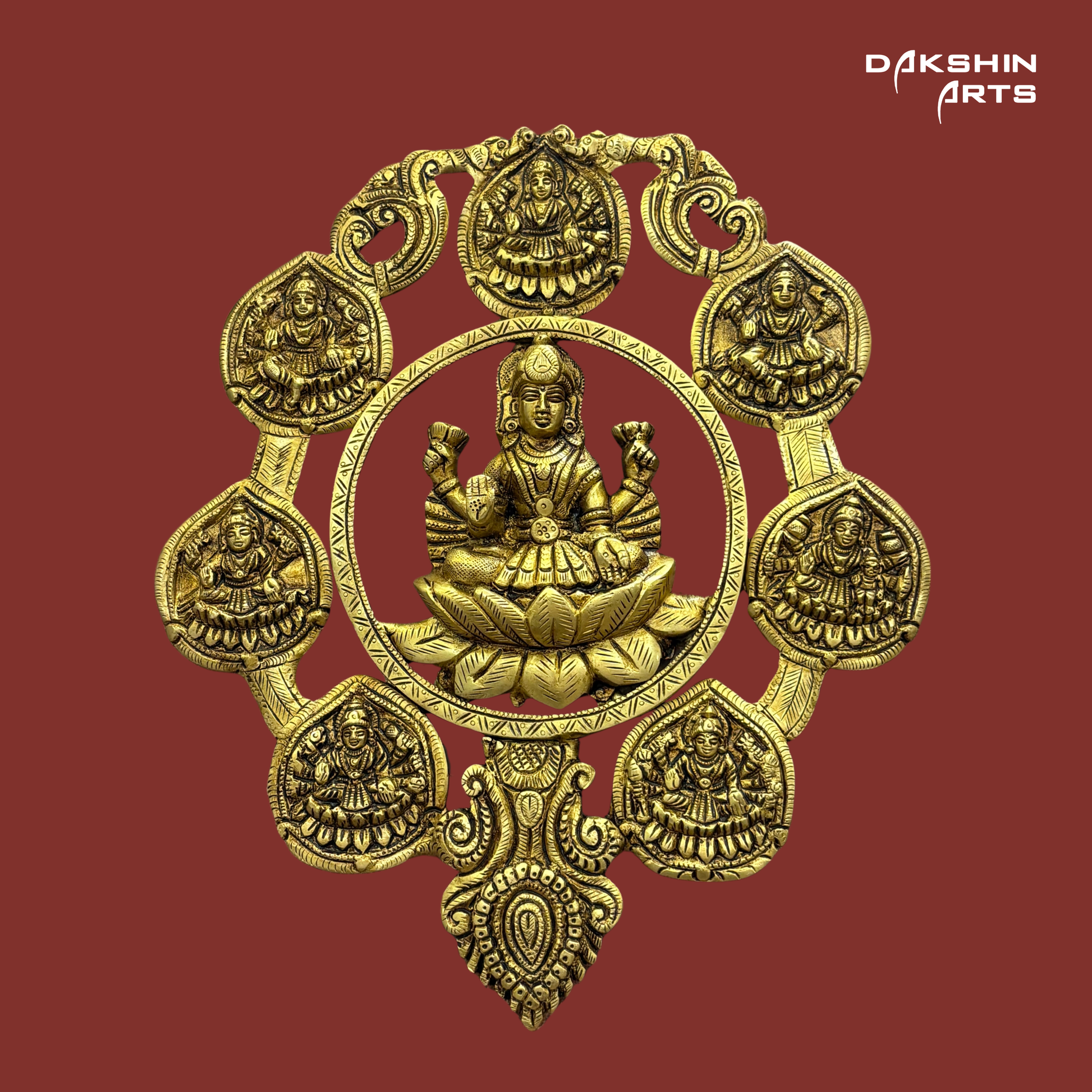 Brass Ashtalakshmi Wall Hanging - Dakshin Arts