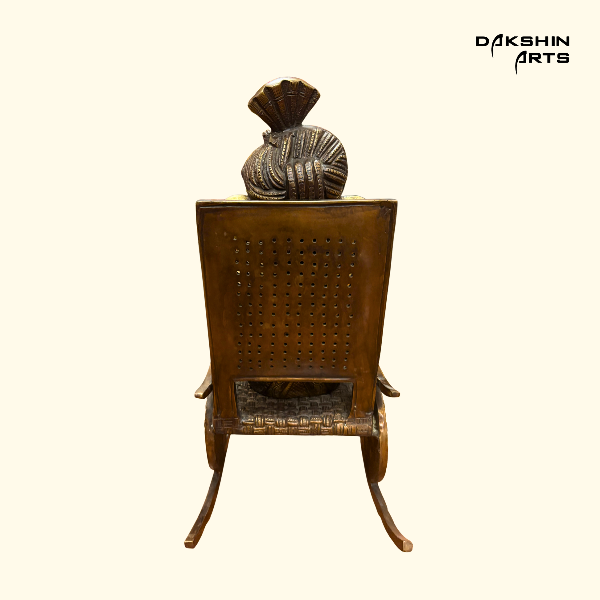 Brass Ganesha on Rocking Chair - Dakshin Arts