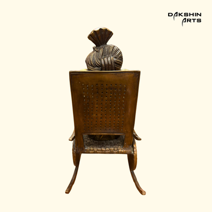 Brass Ganesha on Rocking Chair - Dakshin Arts