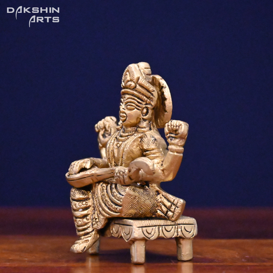 SARASWATHI SITTING ON CHOWKI - Dakshin Arts