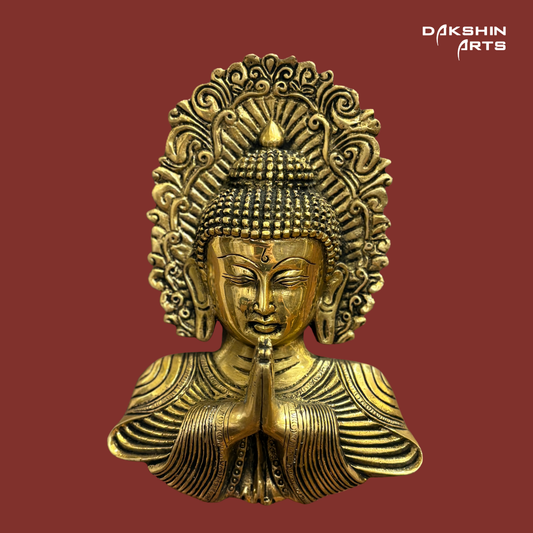 Brass Buddha Bust Wall Hanging - Dakshin Arts