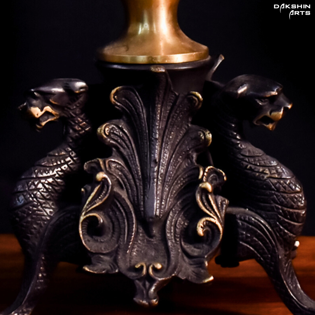 DRAGON LEG CANDLE STAND BG - Dakshin Arts