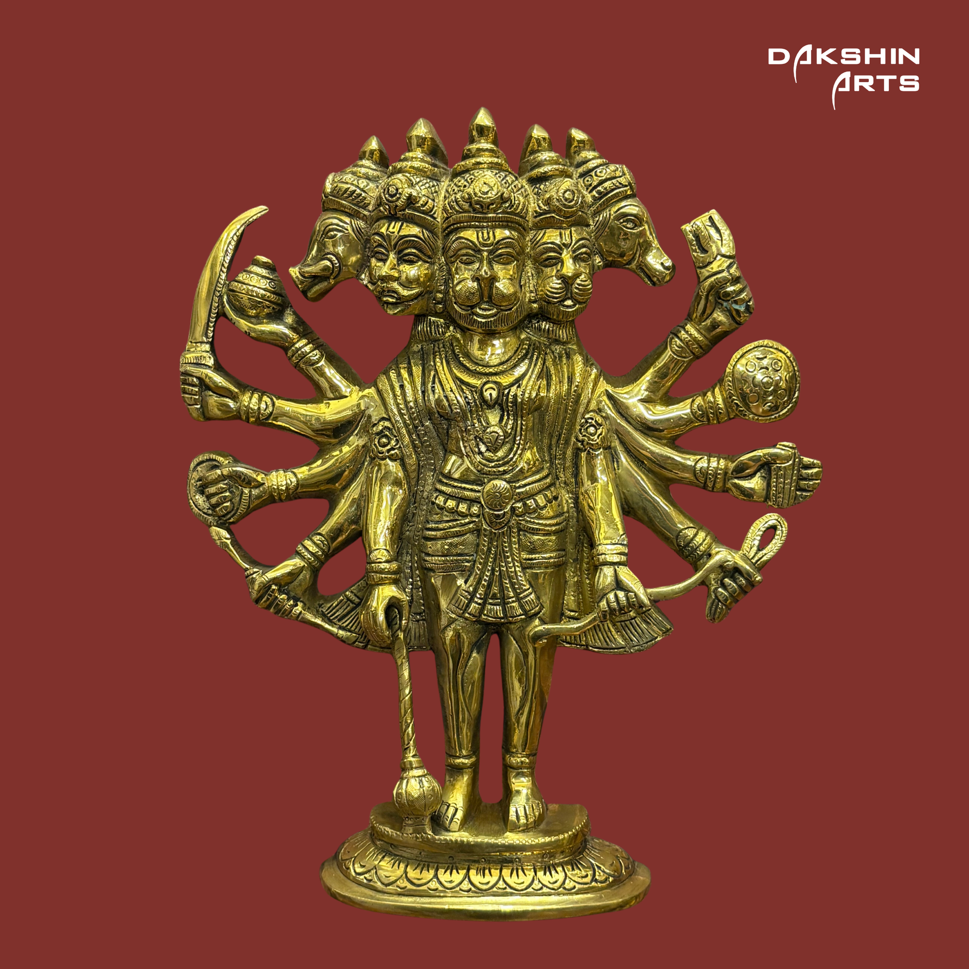 Brass Panchmukhi Hanuman Wall Hanging - Dakshin Arts
