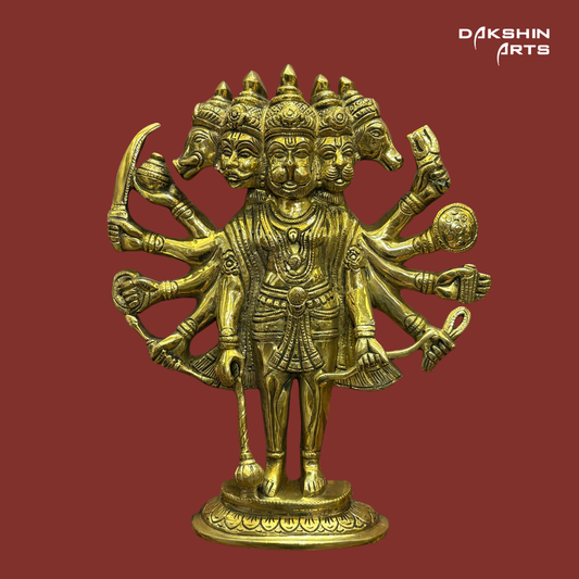 Brass Panchmukhi Hanuman Wall Hanging - Dakshin Arts