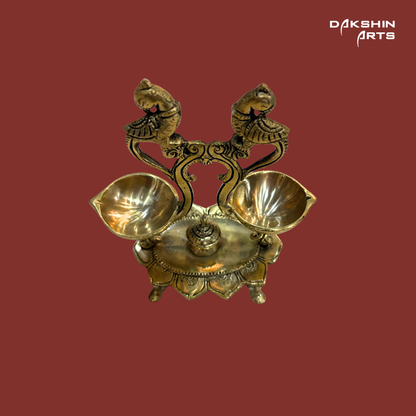 Double Diya with Parrot