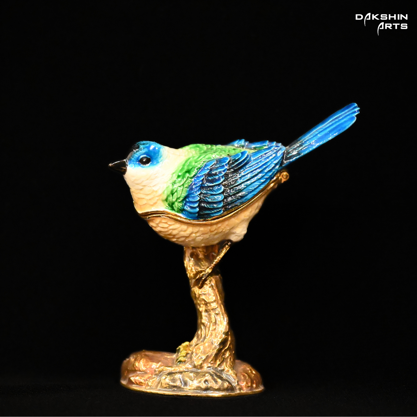 Bird on Stump Enamel Box