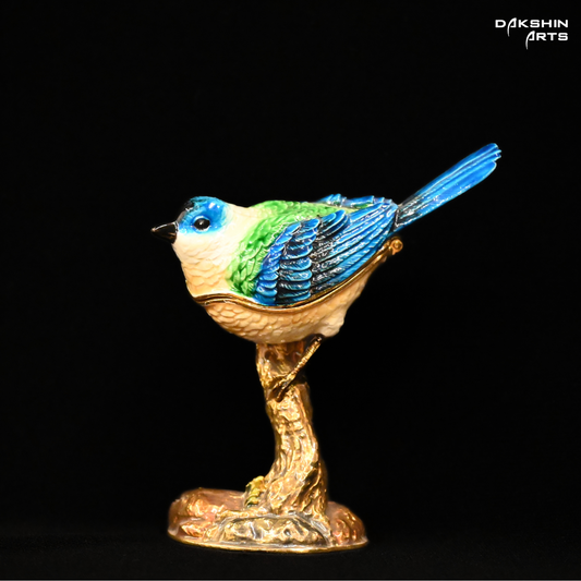 Bird on Stump Enamel Box