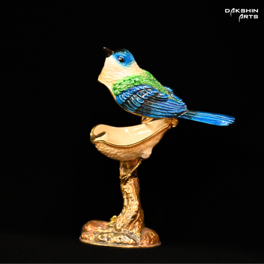 Bird on Stump Enamel Box