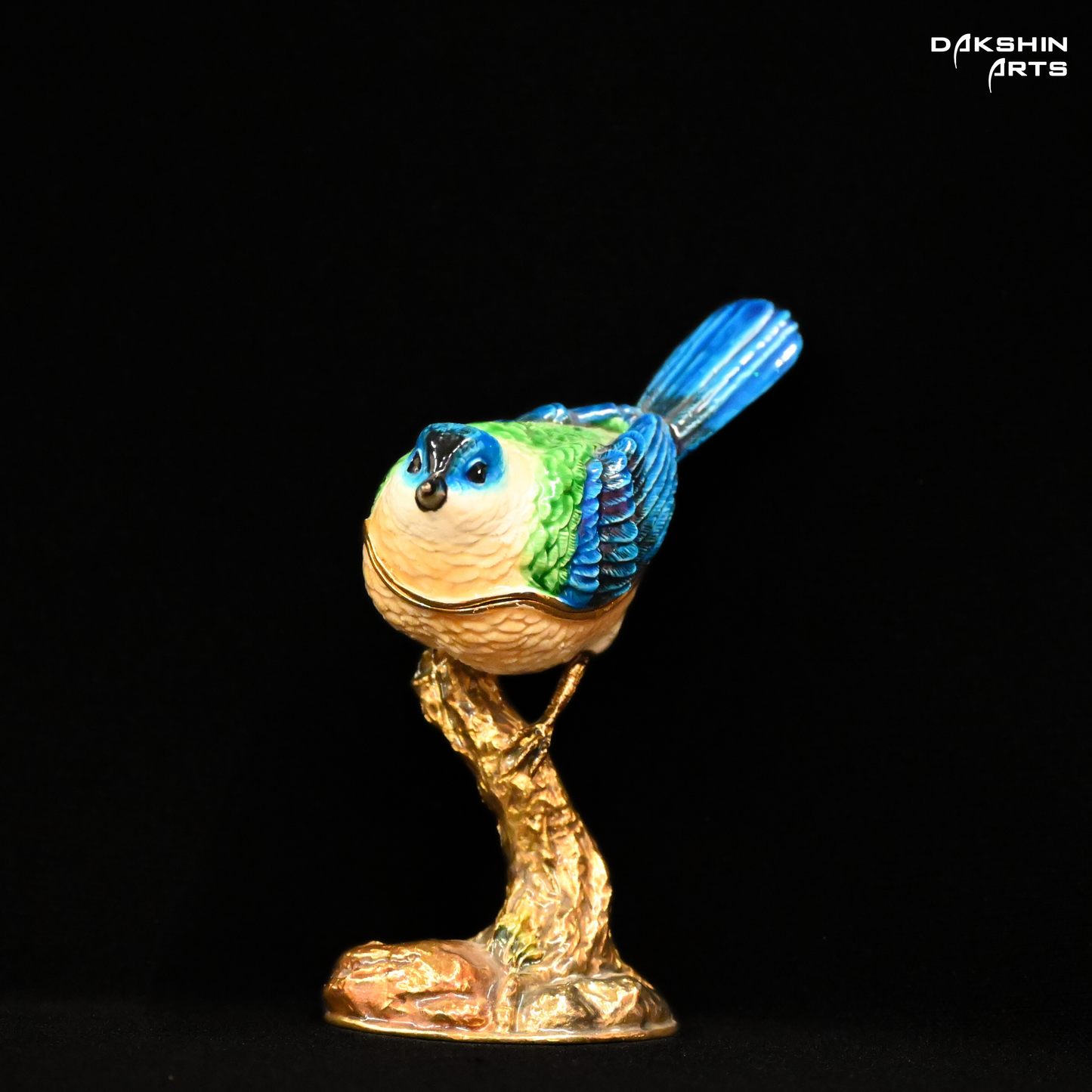 Bird on Stump Enamel Box
